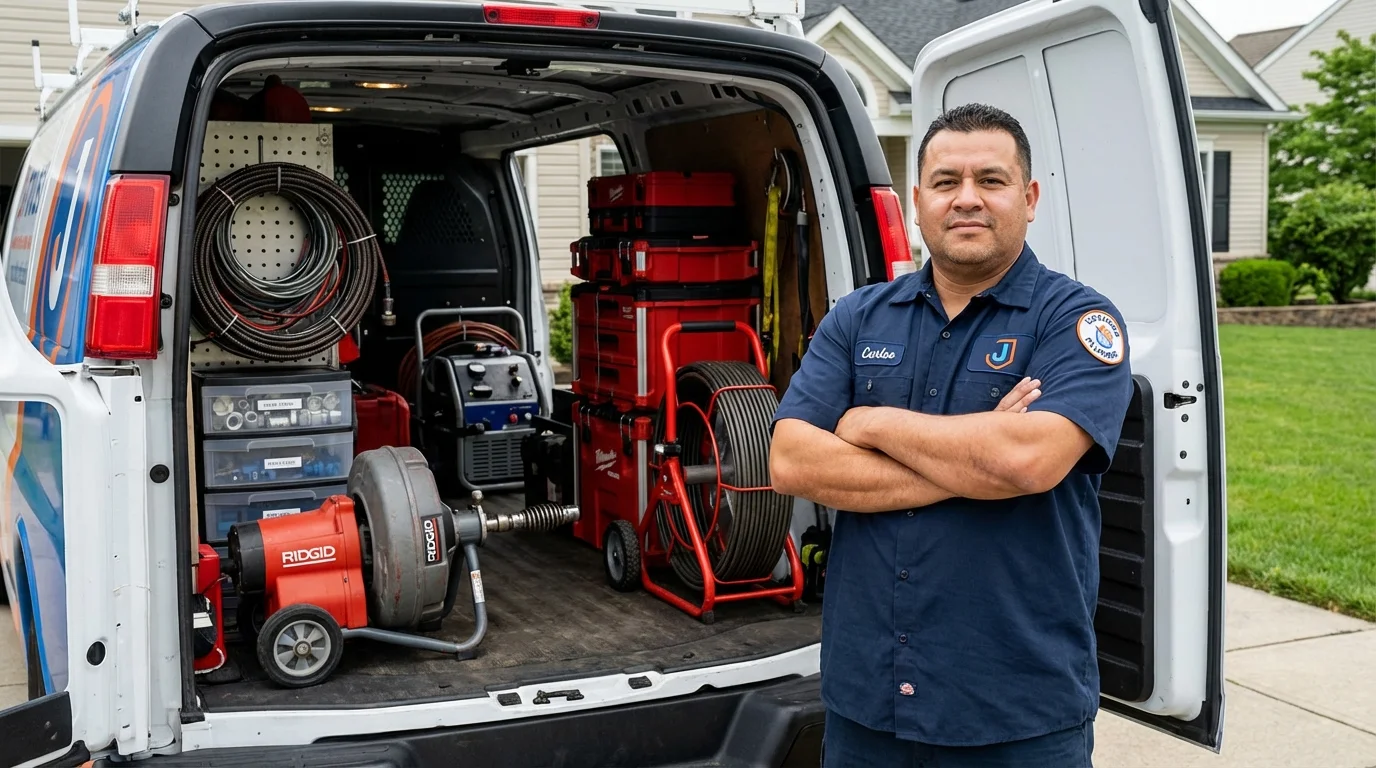 Professional drain cleaning equipment and Johns Plumbing LLC plumber in Fullerton